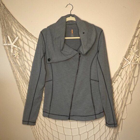 LUCY Hatha Flow Asymmetrical Grey Zipper Workout Yoga Jacket M - Picture 10 of 10